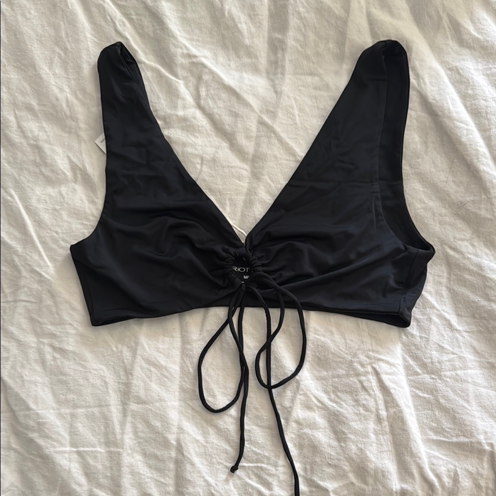 Black Lace-Up Bikini Top from Riot Swim